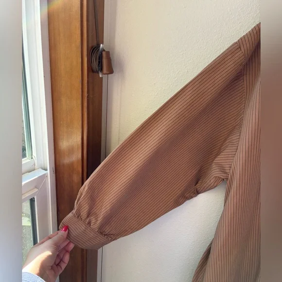 EUC Future Collective Belted Maxi Shirtdress Tan/ Black Striped (Size:L) - Picture 12 of 16